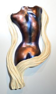 female back sculpture draped