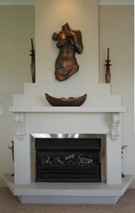goddess sculptures in lounge room